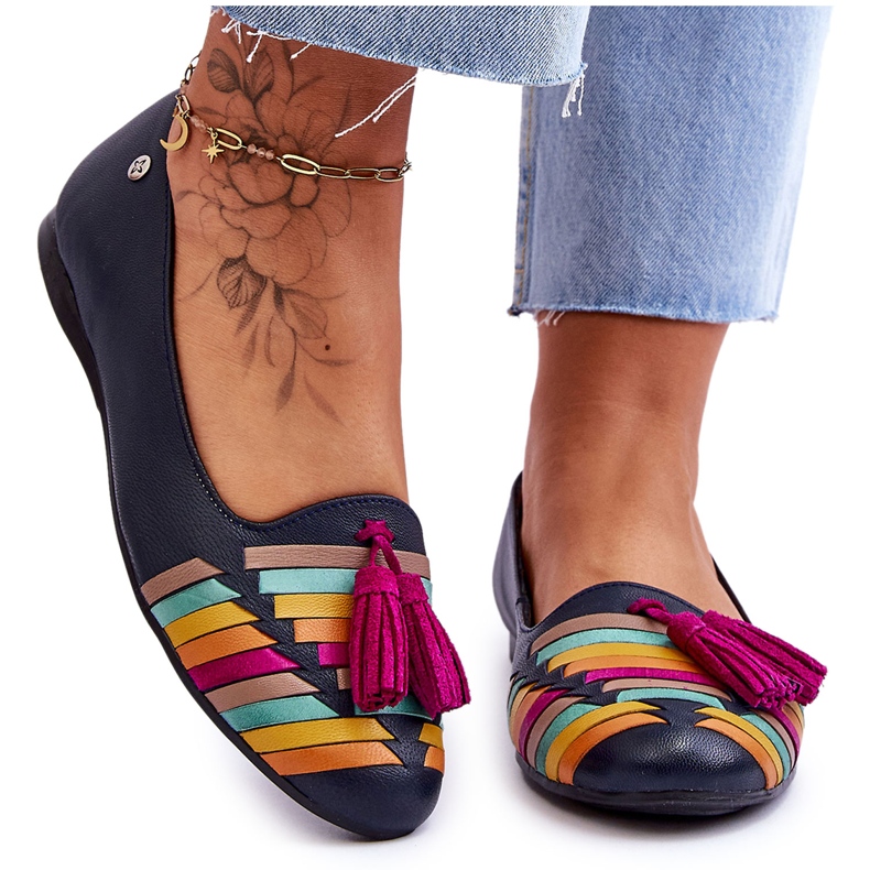 Maciejka bőr balerinák karimákkal, tengerészkék 04016-17 sokszínű Maciejka bőr balerinák karimákkal, tengerészkék 04016-17 sokszínű