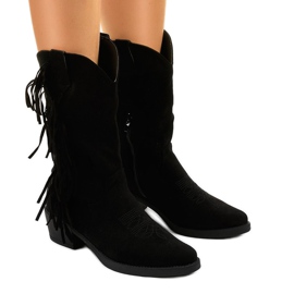 Fekete velúr cowboy csizma az Arisaria cipzáron