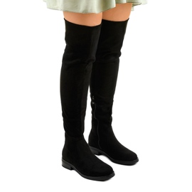 Fekete lapos bokacsizma hosszú Aeleos felsőrésszel