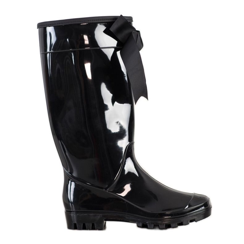 SHELOVET Lakkozott galoszok íjjal fekete