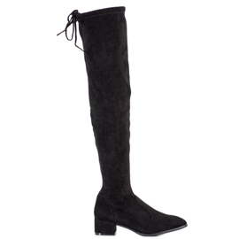 SHELOVET Térd feletti csizma alacsony oszlopon fekete