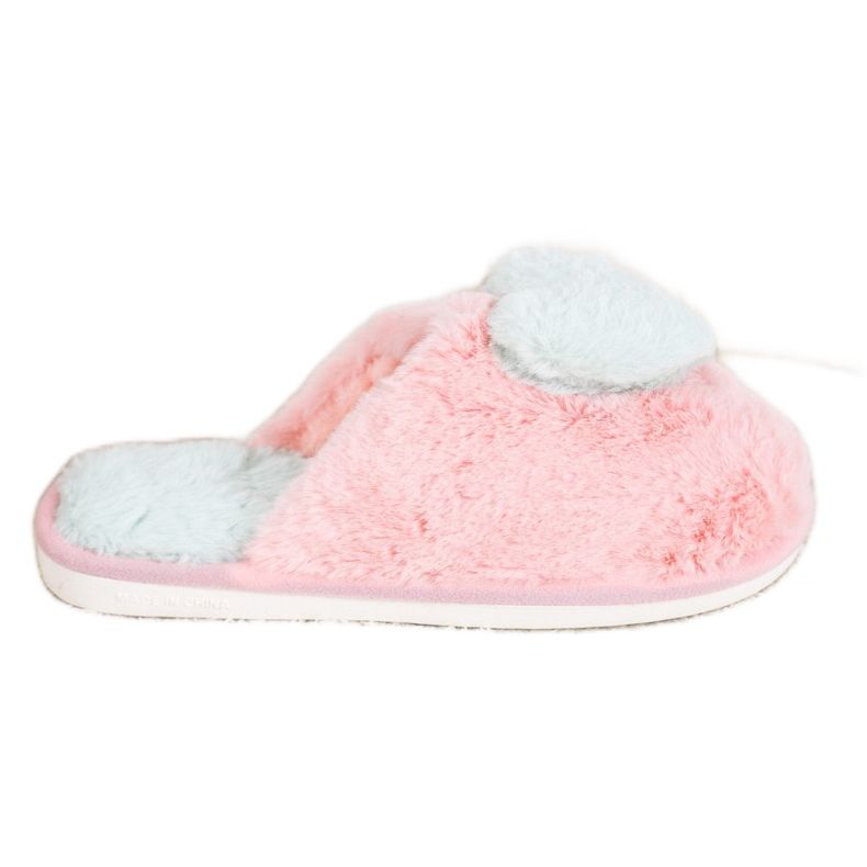Bona Papucs szívvel rózsaszín szürke Bona Papucs szívvel rózsaszín szürke