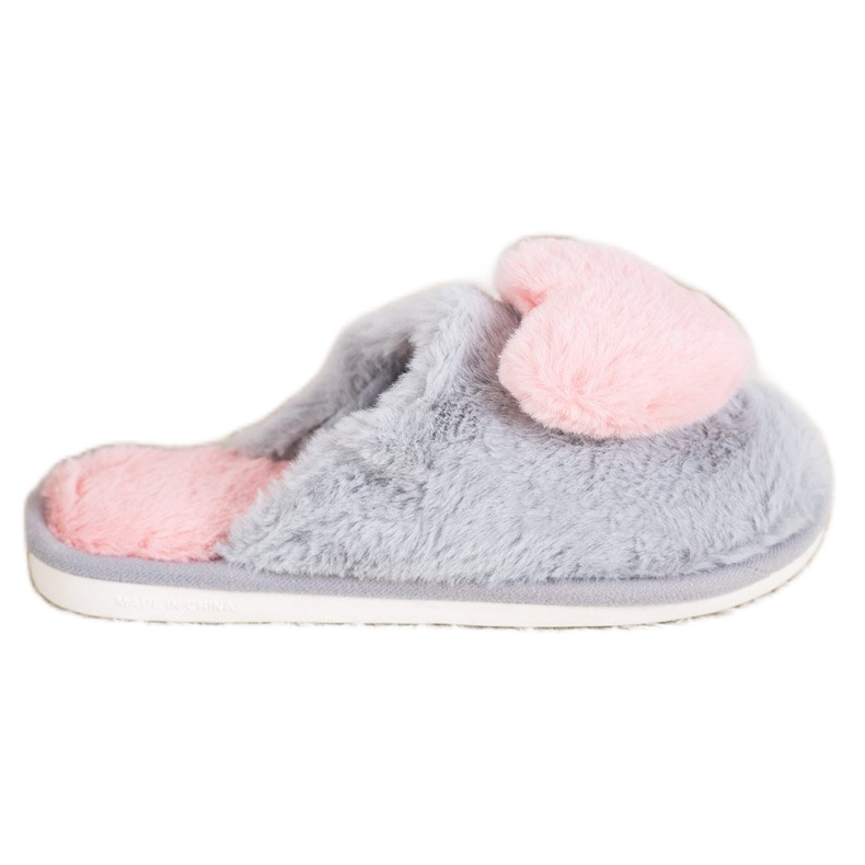 Bona Papucs szívvel rózsaszín szürke Bona Papucs szívvel rózsaszín szürke