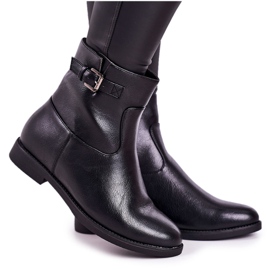 PJ1 Női fekete félig meleg csizma csattal