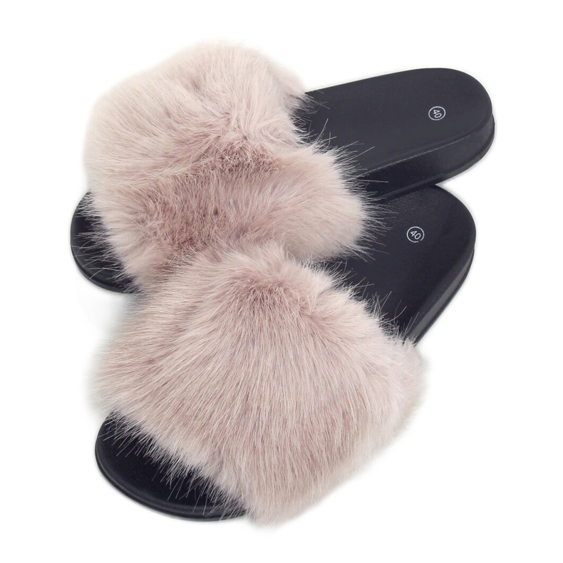 Bézs papucs szőrrel CK107P Bézs