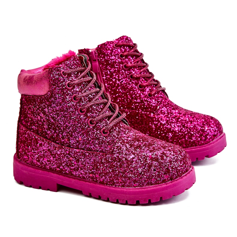 BM Gyerekek Brocade Warm Boots Trappers Fuchsia Mermaid rózsaszín rózsaszín