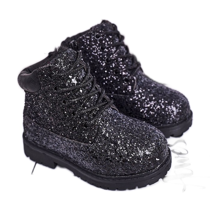 Gyerekek Brocade Warm Boots Trappers Black Mermaid fekete