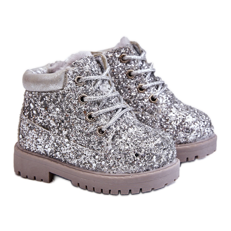Gyerekek Brocade Warm Boots Trappers Silver Mermaid ezüst