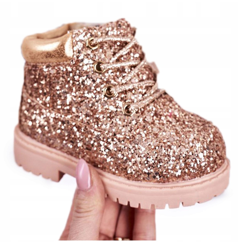 Gyerekek Brocade Warm Boots Trappers Pink Gold Mermaid rózsaszín aranysárga