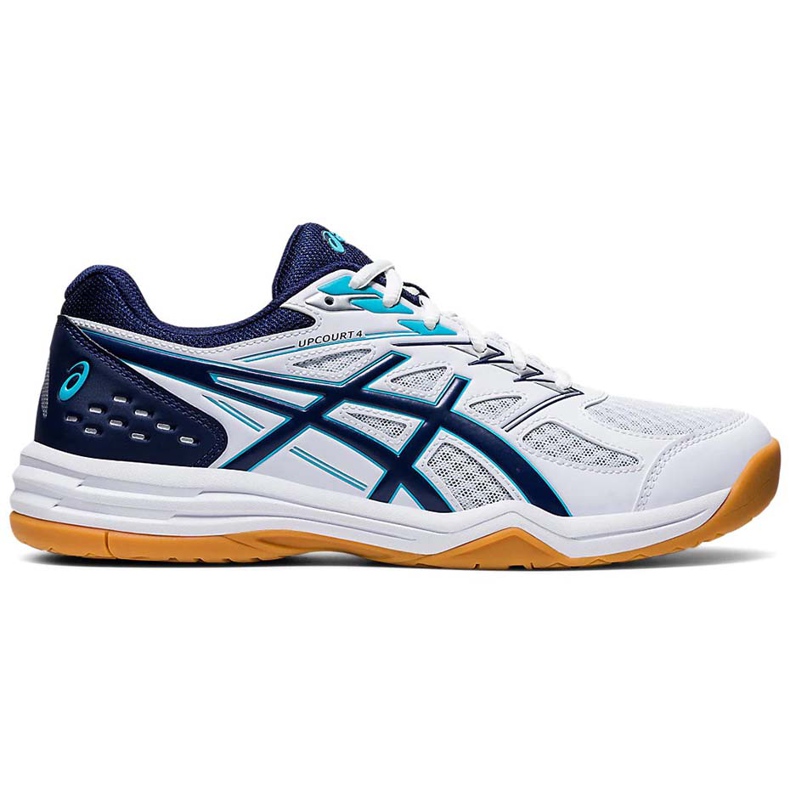Asics Acics Upcourt 4 fehér és sötétkék 1071A053 100 férfi röplabda cipő