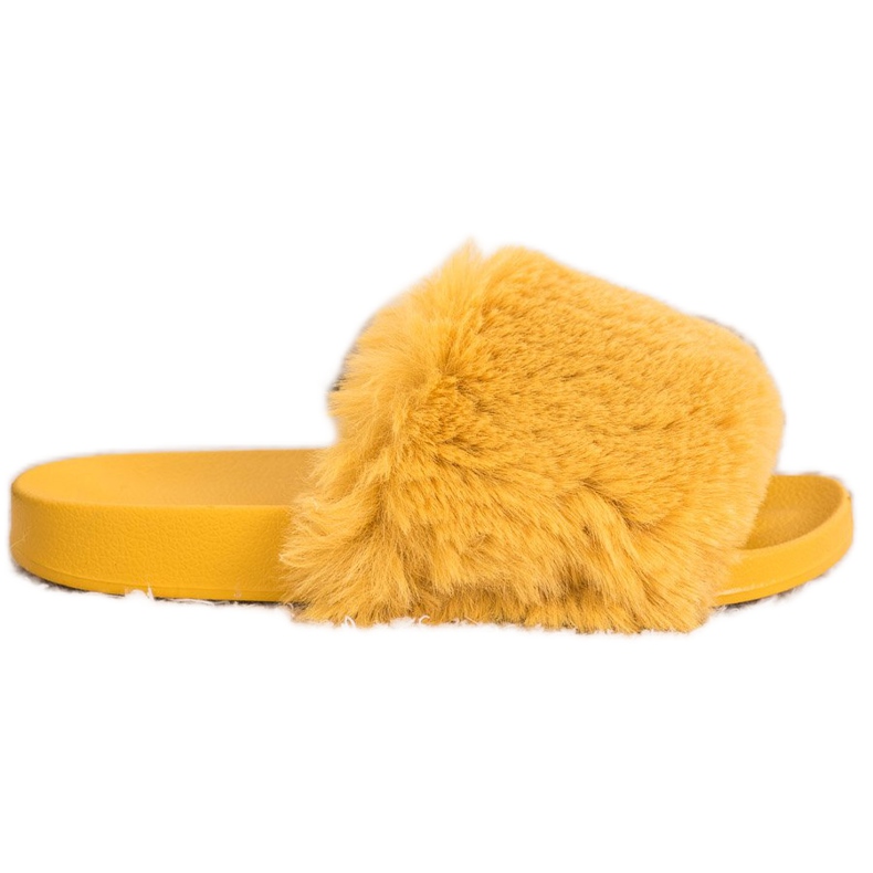 Bona Divatos papucs szőrmével sárga
