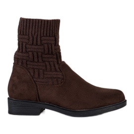 SHELOVET Csúsztatható velúr csizma barna