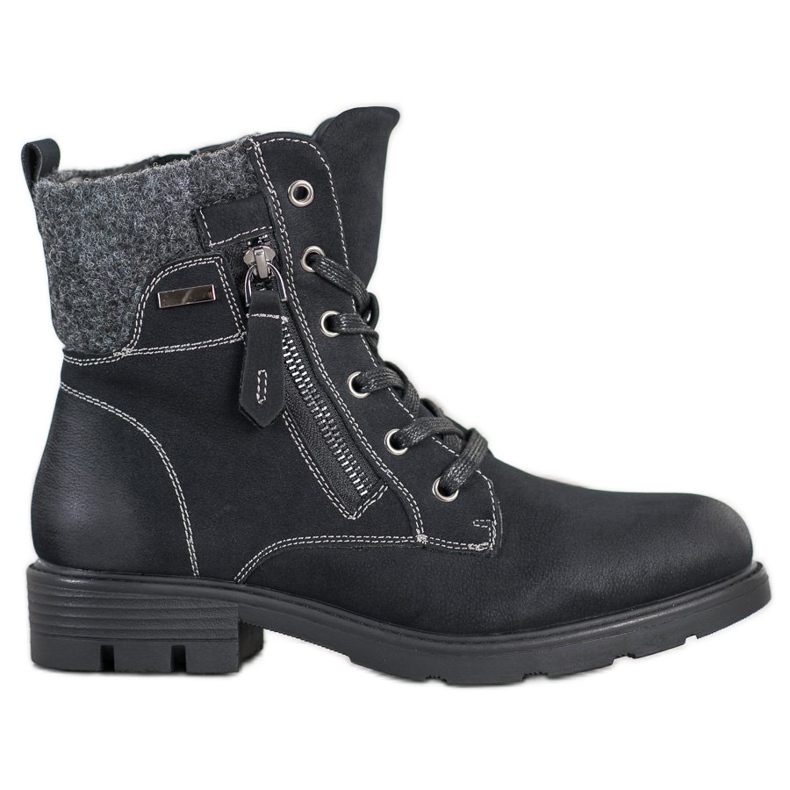 Super Mode Túracsizma dekoratív cipzárral fekete