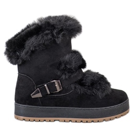Queentina Meleg Mukluki szőrmével fekete