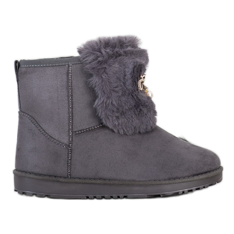 Queentina Meleg Mukluki Díszítéssel szürke