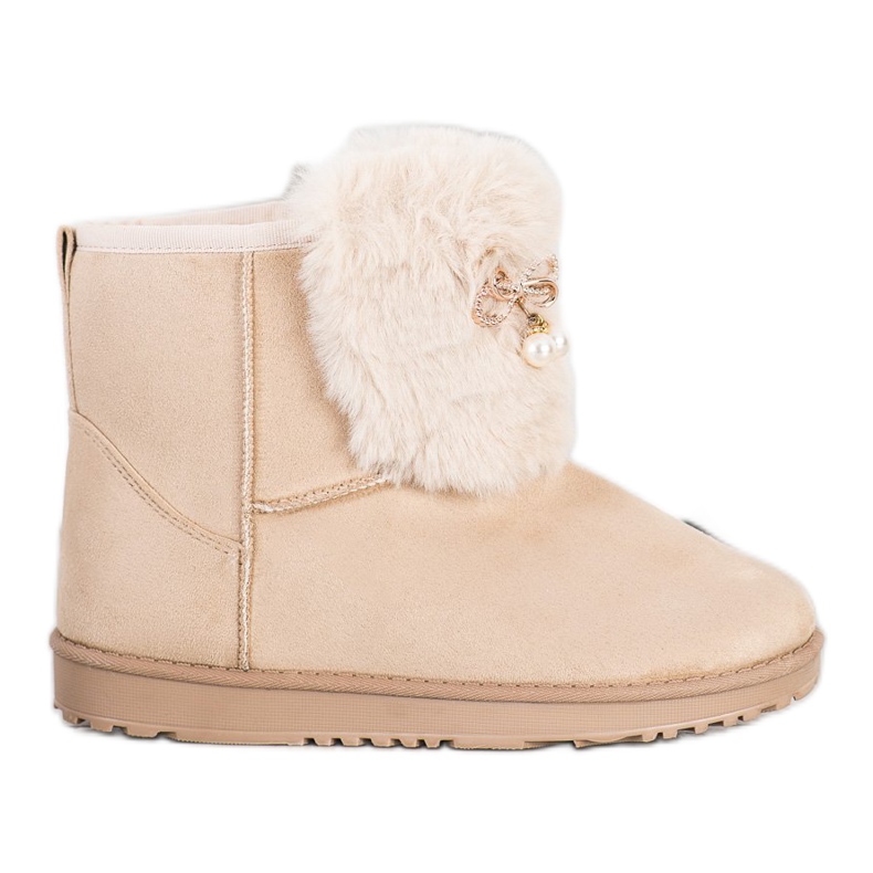 Queentina Meleg Mukluki Díszítéssel bézs