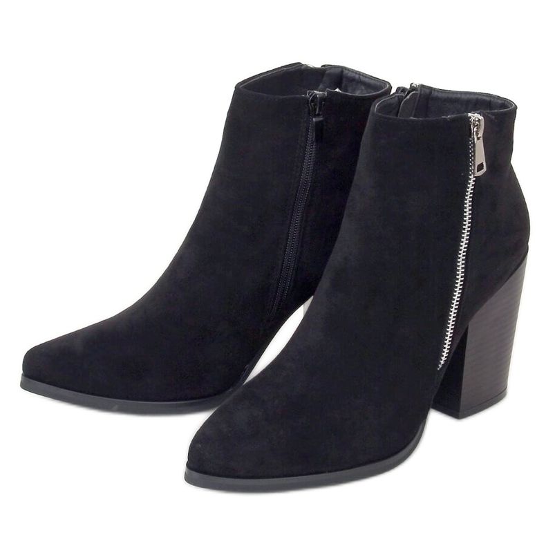 Fekete széles sarkú csizma TX-1873 Fekete