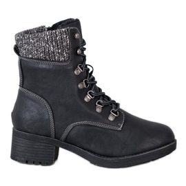 Queentina Meleg csizma a poszton fekete szürke Queentina Meleg csizma a poszton fekete szürke