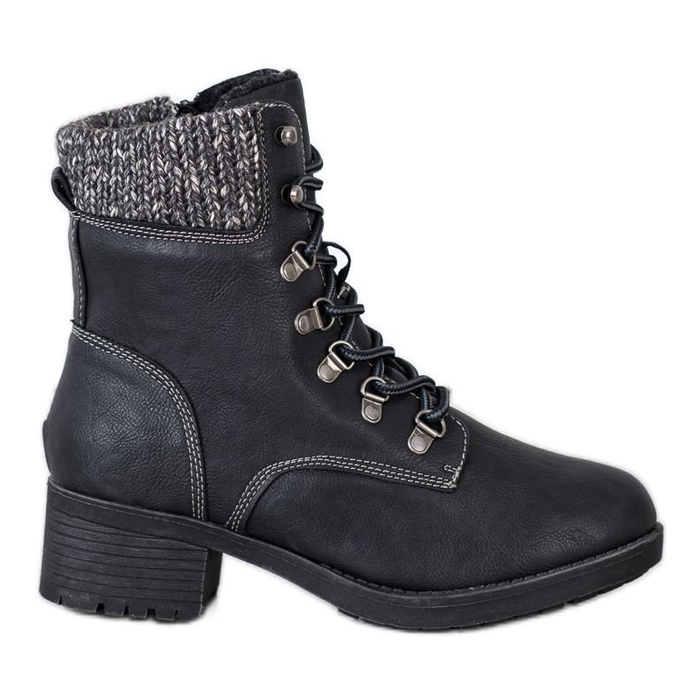 Queentina Meleg csizma a poszton fekete szürke Queentina Meleg csizma a poszton fekete szürke