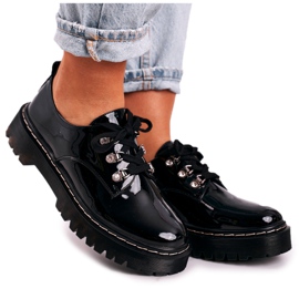 S.Barski Női Oxfords cipők a platformon S. Barski HX15 lakkozott fekete