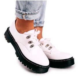 S.Barski Női Brogues Oxfords a platformon S. Barski HX15 lakkozott fehér