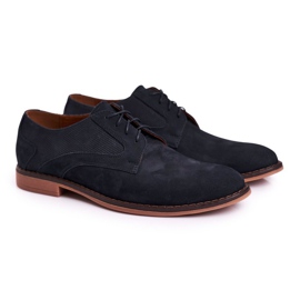 Bednarek Polish Shoes Férfi bőr cipők Nubuck Bednarek Navy Blue kék