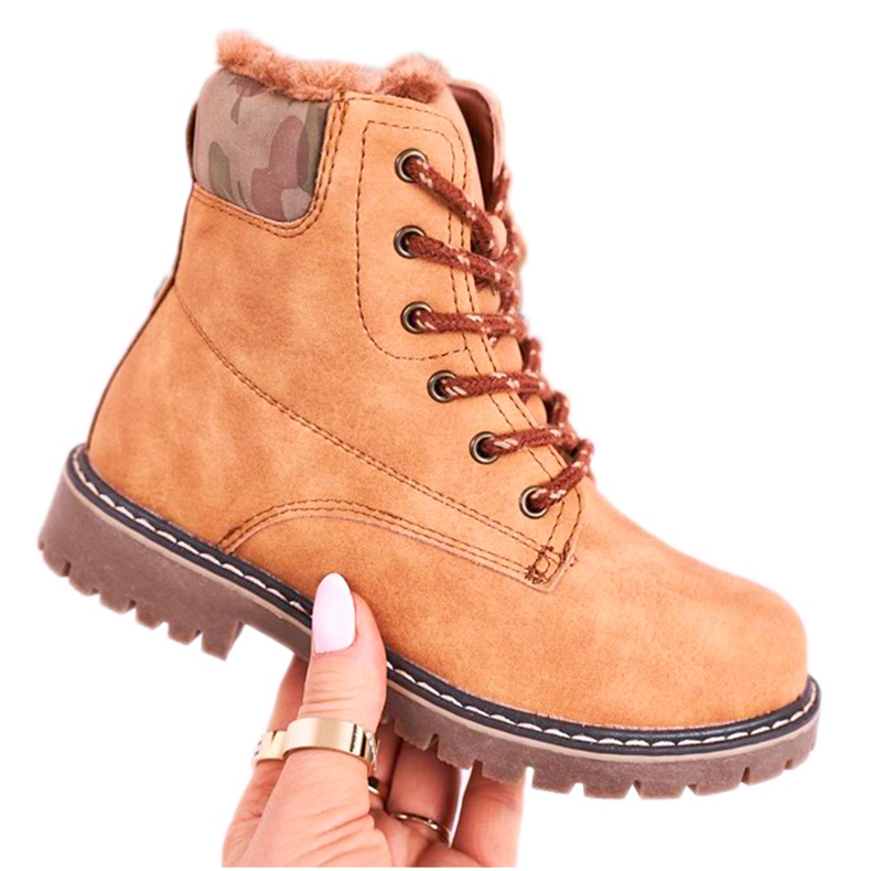 Apawwa Gyermekcsizma Trappers Fur Camel London bézs barna