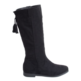 Fekete női lapos csizma ST-01P Fekete Fekete női lapos csizma ST-01P Fekete