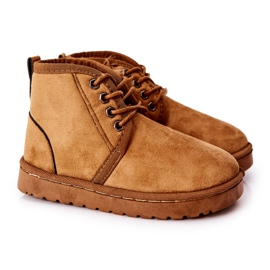 Gyermek fűzős hócsizma, melegen szőrme barna vadász Gyermek fűzős hócsizma, melegen szőrme barna vadász