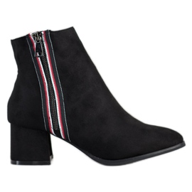 M.Daszyński Velúr csizma dekoratív cipzárral fekete