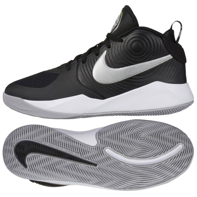 Nike Team Hustle D 9 (GS) Jr AQ4224 001 kosárlabda cipő fehér, fehér, fekete fekete