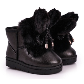 Gyermek hócsizma szőrrel füllel Fekete nyuszi Gyermek hócsizma szőrrel füllel Fekete nyuszi