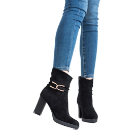 SHELOVET Csizma arany díszítéssel fekete