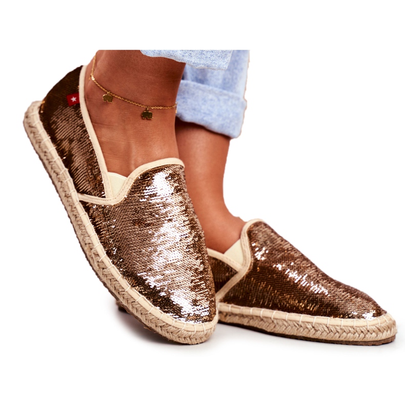 Női espadrilles Big Star Irizáló Flitter Arany DD274A161 réz aranysárga