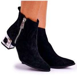 Nicole Női csizma ezüst sarkú velúrnadrág Fekete Norah