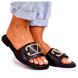 Nicole Női klasszikus bőrpapucs fekete Evie