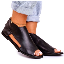 Nicole Női lapos bőr szandál Fekete Natalie