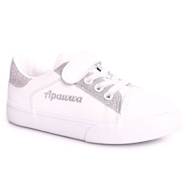 Apawwa Gyermekcipők Brocade fehér és ezüst kamillával