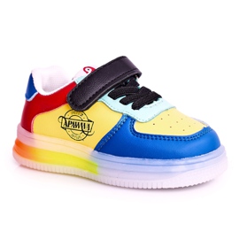 Apawwa Gyermek sportcipő LED -es talpú többszínű robogóval kék sárga