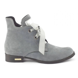 Olivier Flóra szürke csizma szalaggal