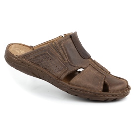 Polbut Férfi bőr papucs 312 barna