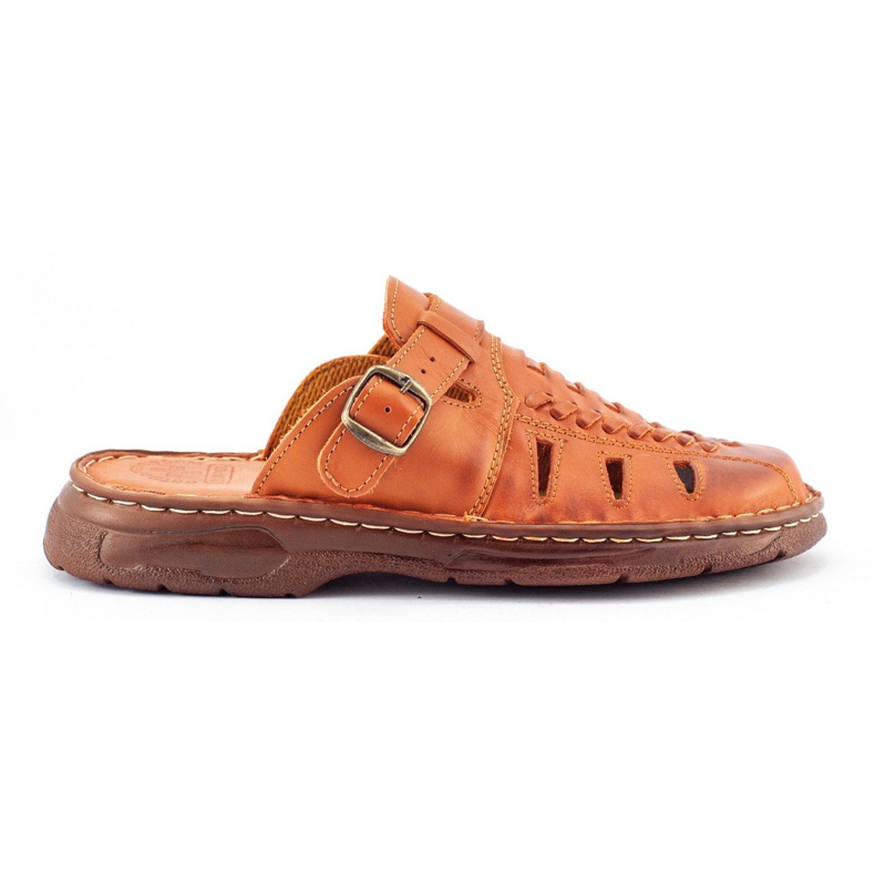 ŁUKPOL Férfi bőr papucs 806 barna párnázott betét