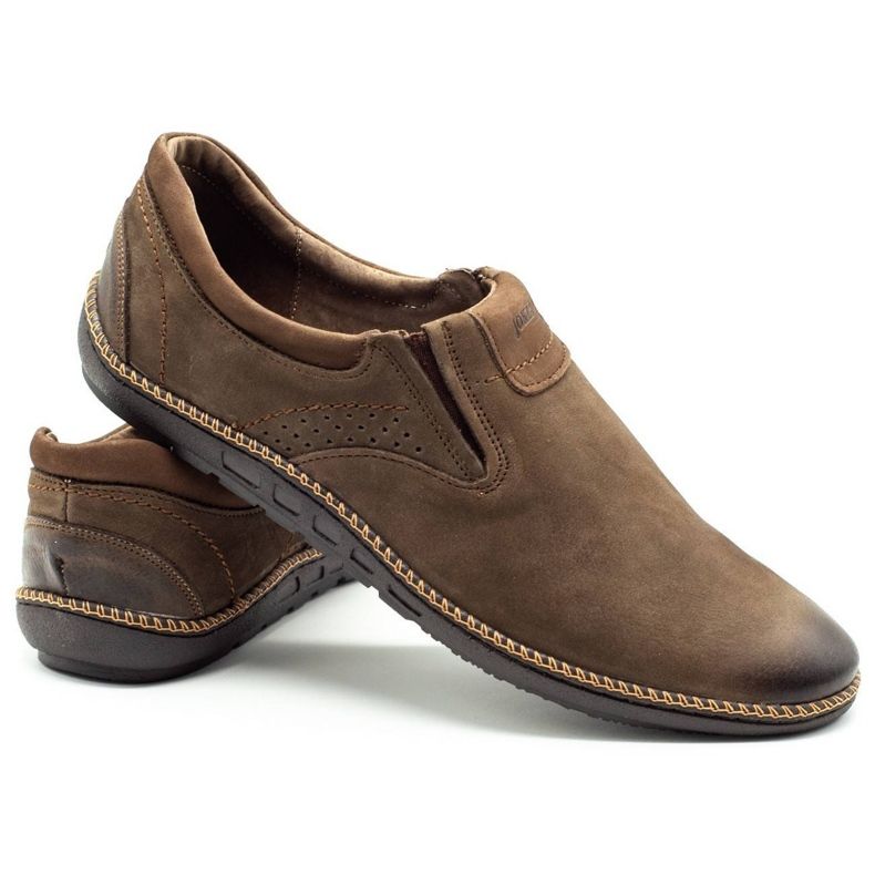 Joker Férfi cipő, bőr mokaszin 937 oliva barna