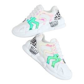 Fehér sportcipő B0-233 Sárga sokszínű Fehér sportcipő B0-233 Sárga sokszínű