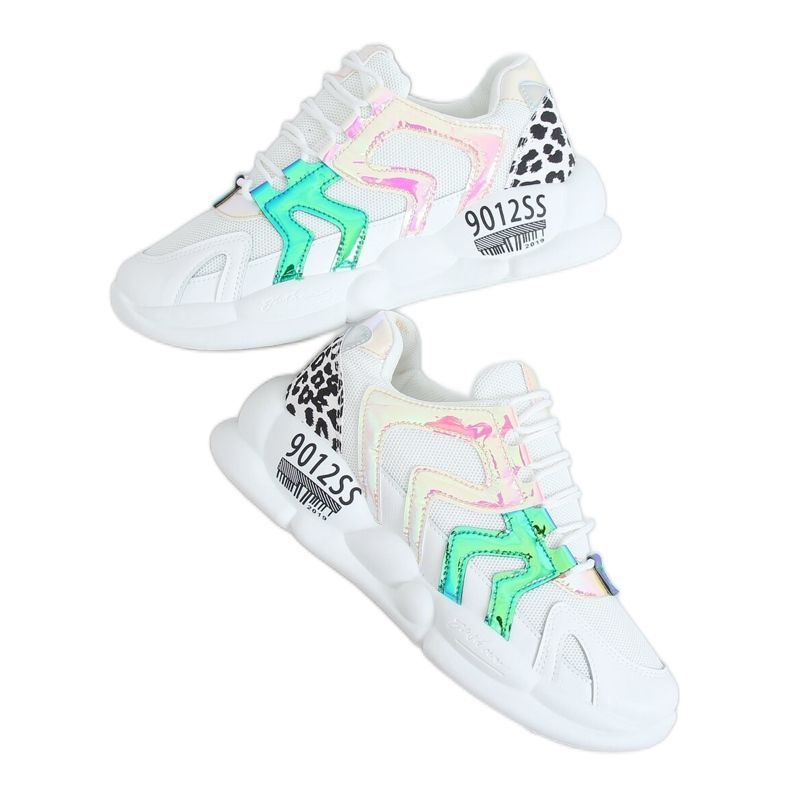 Fehér sportcipő B0-233 Sárga sokszínű