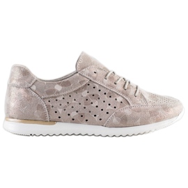 Kylie Áttört bőrcipő barna aranysárga