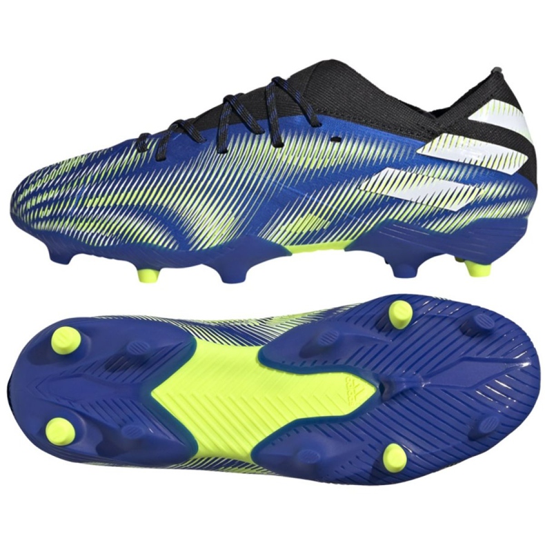 Adidas Nemeziz.1 Fg Jr FY0816 futballcipő fehér, fekete, kék, sárga kék