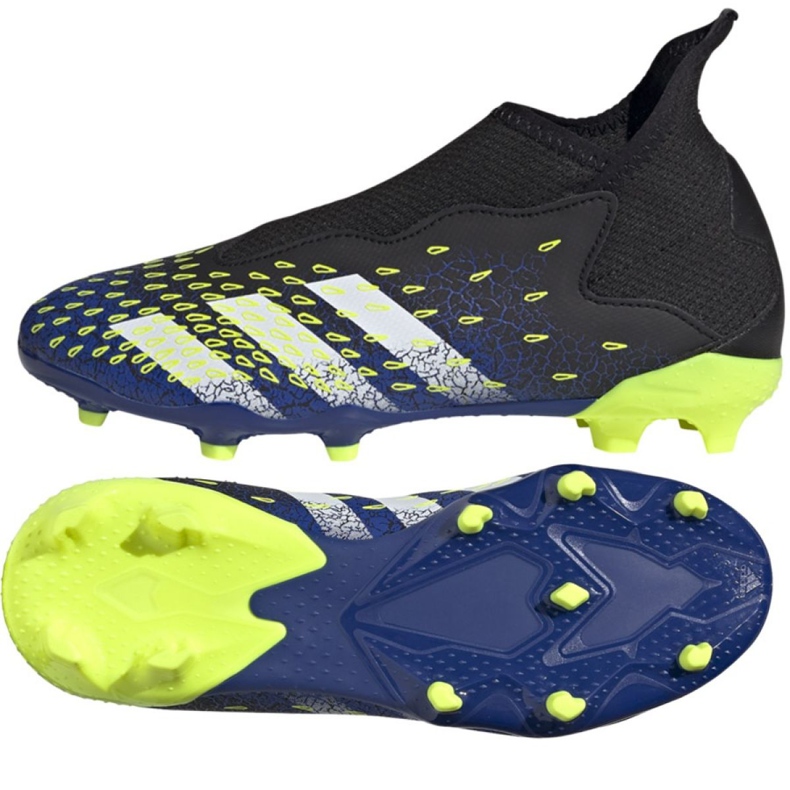 Adidas Predator Freak.3 Ll Fg Jr FY0618 futballcipő fehér, fekete, királyi fekete Adidas Predator Freak.3 Ll Fg Jr FY0618 futballcipő fehér, fekete, királyi fekete