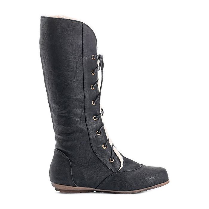 Fekete, szigetelt lapos csizma 3011-31