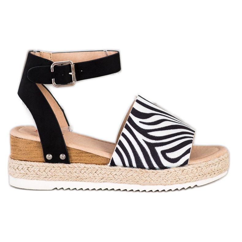 Kylie Zebra Print Wedge szandál fehér fekete